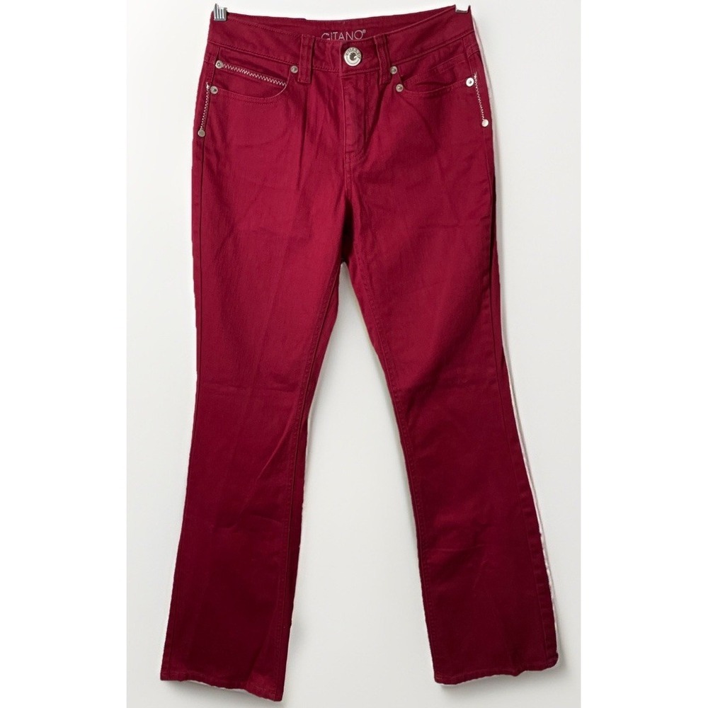 Gitano Y2K Retro Red Denim Boot Cut Mid Rise Jeans Women's 4 Embroidered 28x32‎